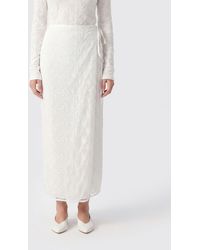 MSGM - Midi-Pareo-Rock Mit Hohem Bund Und Blumendruck - Lyst