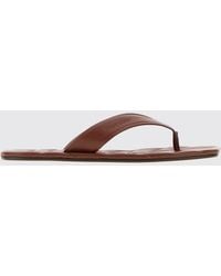 JW Anderson - Leather Thong Sandals With A Low Heel And Asymmetric Toe - Lyst