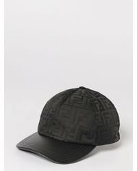 Fendi - Ff Jacquard Nylon And Leather Hat - Lyst