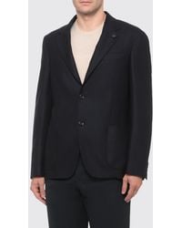 Lardini - Single-Breasted Virgin Wool Blazer With Patch Pockets - Lyst