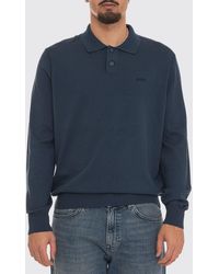 BOSS - Long-Sleeved Cotton Polo Shirt With Tone-On-Tone Embroidered Logo - Lyst