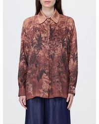 Liu Jo - Satin Shirt With Abstract Print And French Collar - Lyst