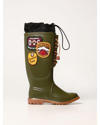 DSquared² Boots Dook Rubber Rain Boots With Patch - Green