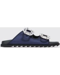 Roger Vivier - Slidy Viv' Satin Sandals With Jewel Buckles - Lyst