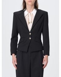 Elisabetta Franchi - Single-Breasted Crêpe Blazer With Slim Fit And Padded Shoulders - Lyst