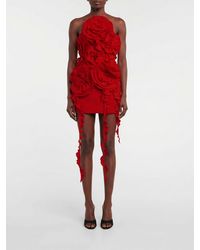 Blumarine - Taffeta Mini Sheath Dress With Ruffles And Halter Neck - Lyst