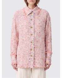 Balmain - Cropped Tweed Shirt Jacket With French Collar - Lyst