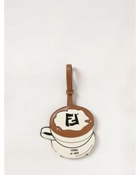 Fendi - Calfskin And Coated Cotton Keyring With Ff Monogram - Lyst