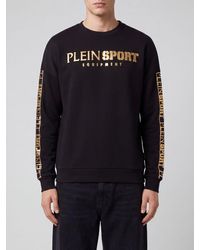 Philipp Plein - Cotton Jersey Crewneck Sweatshirt With Contrast Laminated Logo - Lyst
