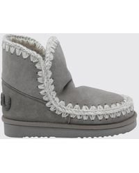 Mou - Eskimo Sheepskin Ankle Boots With Embroidery And Glitter Logo Back - Lyst