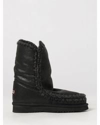 Mou - Eskimo Nubuck Ankle Boots With Exposed Stitching And Wool Lining - Lyst