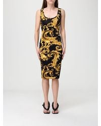 Versace Jeans Couture - Stretch Viscose Midi Dress - Lyst