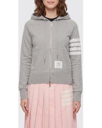 Thom Browne - 4-Bar Stripe Zipped Cotton Hoodie With Drawstring Hood - Lyst