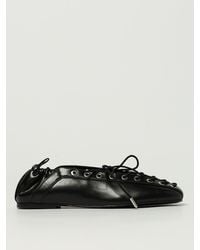 Ganni - Ballerines Noires En Cuir Synthétique Oleatex À Laçage - Lyst