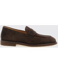 Brunello Cucinelli - Suede Calfskin Penny Loafers With Rubber Sole - Lyst