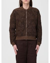 Kangra - Cotton Blend Bomber Cardigan With Sequins - Lyst