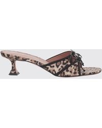 AMINA MUADDI - Animal Print Satin Eleonora Mules - Lyst