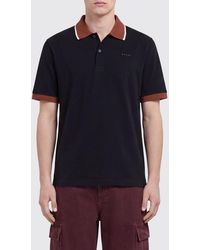 Marni - Cotton Polo Shirt With Contrasting Trims And Striped Collar - Lyst