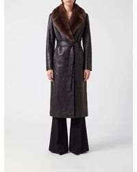 Salvatore Santoro - Long Leather Robe Jacket With Fur Collar - Lyst