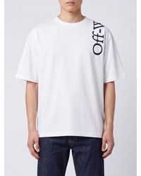 Off-White c/o Virgil Abloh - Contrast Logo Cotton T-Shirt With Dropped Shoulders - Lyst