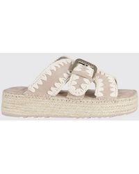 Mou - Jute Suede Sandals With Contrast Stitching - Lyst
