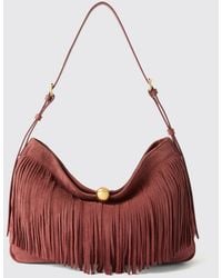 Furla - Sfera Suede Shoulder Bag With Fringes And Adjustable Handle - Lyst