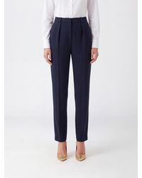 Elisabetta Franchi - High-Waisted Straight Leg Tailored Crêpe Trousers - Lyst