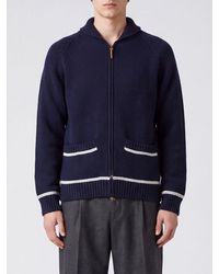 Sebago - Strickjacke Aus Wollmischung Mit Schalkragen Und Grafikdruck Von - Lyst