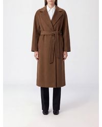Max Mara - Long Virgin Wool Robe Coat With Waist Tie-Belt - Lyst