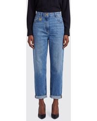 Elisabetta Franchi - High-Waisted Cropped Cuffed Cotton Denim Jeans - Lyst