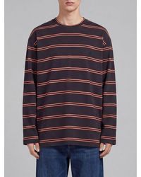 Jil Sander - Striped Cotton Long-Sleeved T-Shirt With Dropped Shoulders - Lyst