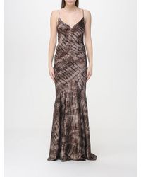 Elisabetta Franchi - Alligator Print Stretch Satin Dress - Lyst