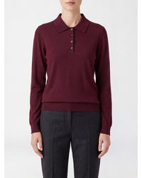 SOLOTRE - Long-Sleeved Wool Knit Polo Shirt With Ribbed Collar - Lyst