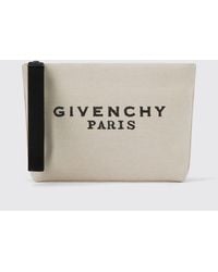 Givenchy - Clutch De Lona De Algodón Y Lino Con Logo Bordado - Lyst