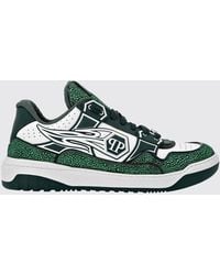 Philipp Plein - Leather And Rubber Rhinestone Sneakers - Lyst
