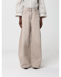 Brunello Cucinelli - Cotton Denim Palazzo Jeans - Lyst