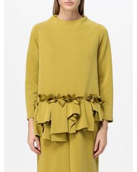 MEIMEIJ - Long-Sleeved Viscose Blouse With Ruffles And Embroidered Details - Lyst