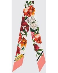 Dolce & Gabbana - Dolce &Amp Gabbana Floral Print Silk Twill Bandeau Scarf With Logo - Lyst