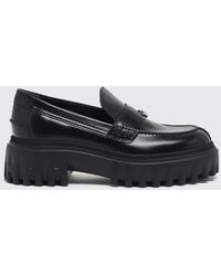 Hogan - H700 Brushed Leather Penny Loafers With A Notched Sole And H Logo - Lyst