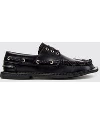 CAMPERLAB - Eki Calfskin Boat Shoes With Asymmetric Square Toe - Lyst