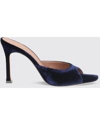 AMINA MUADDI - Alexa Velvet Mules With Open Toe And Stiletto Heel - Lyst