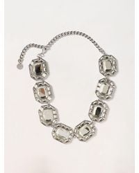 Self-Portrait - Square Crystal-Embellished Brass Choker Necklace - Lyst