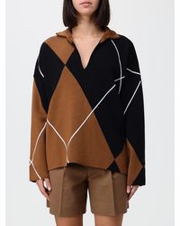 Max Mara - Oversized Argyle Wool Polo Jumper With V-Neck And Dropped Shoulders - Lyst