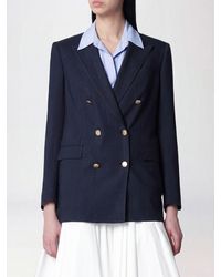 Tagliatore - Double-Breasted Viscose Blend Blazer With Metallic Buttons - Lyst
