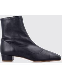 BY FAR - Este Smooth Lambskin Leather Square Toe Ankle Boots - Lyst