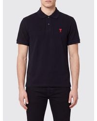 Ami Paris - Slim Fit Embroidered Logo Polo Shirt - Lyst