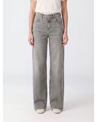 7 For All Mankind - Lotta High-Waisted Wide Leg Cotton Denim Jeans - Lyst