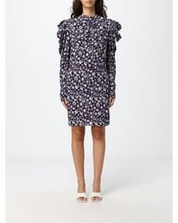 Mar De Margaritas - Floral Print Sheath Mini Dress With Ruched Shoulders - Lyst