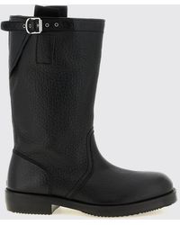 Dries Van Noten - Grained Leather Biker Ankle Boots With Straps - Lyst