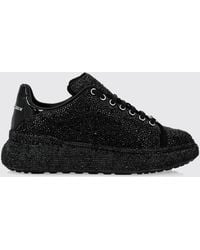 Philipp Plein - Leather Platform Sneakers With Embroidered Details And Rhinestones - Lyst